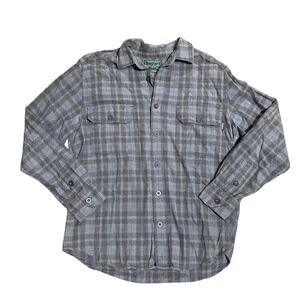 Woolrich Mens Grey Plaid Flannel Button Down Shirt Cotton Long Sleeve Size M